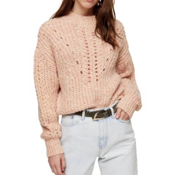 Topshop Sweaters - Topshop Mock Neck Pullover Airy Open Stitching
